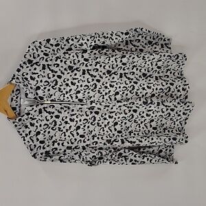 Lula B Zip Pullover Size Medium Athletic Jacket Black White Animal Print
